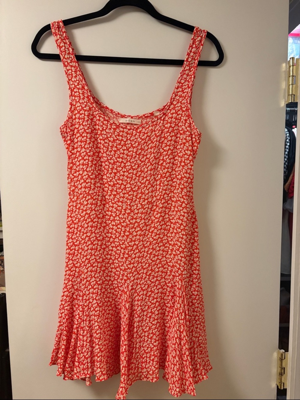 Doen Women’s Floral Scoop Neck Summer Dress - Red